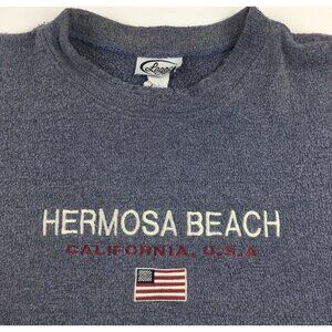 Hermosa Beach California Mens Crewneck Long Sleeve Flag Sweatshirt Size 2XL
